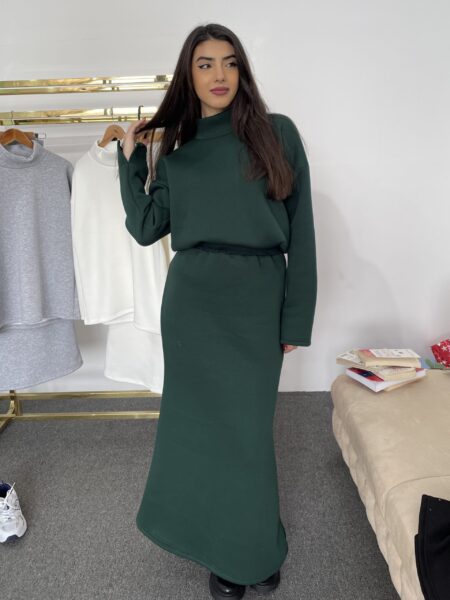 Women High Neck Sweater and Skirt Set WO-1095