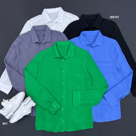 Men Solid Button Front Shirt Men-673