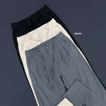 Solid Drawstring Waist Pants Men-683