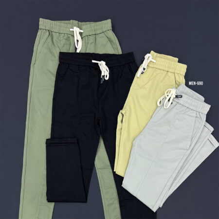 Solid Drawstring Waist Pants  Men-690