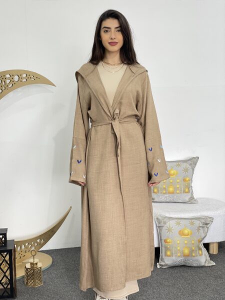 Ribbed Knit Hooded Open Front Coat WO-1136