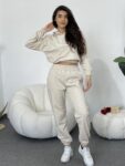 2pcs Women's Casual Thickened Hooded Loose Sweatshirt And Pants Set WO-1139
