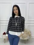 Geo Print Mock Neck Long Sleeve Tee WO#3862