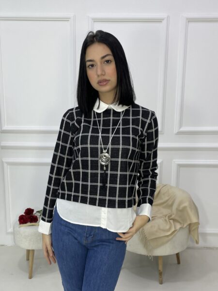 Geo Print Mock Neck Long Sleeve Tee WO#3862