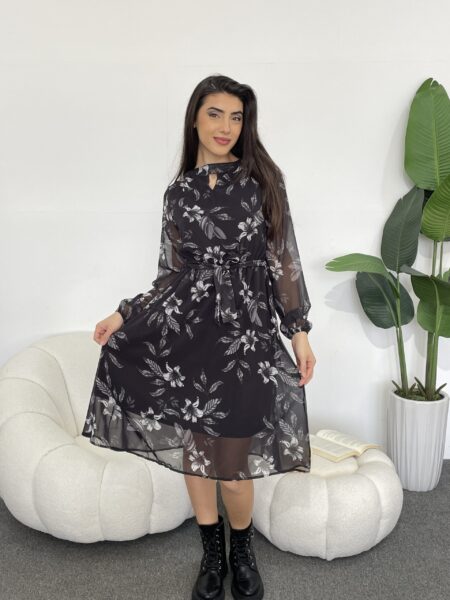 Floral Print Knot Detail Front Dress WO#2459