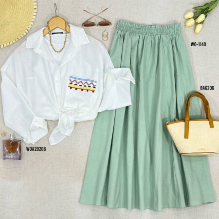 Solid Short Sleeve Woven Casual Shirt WO#20206