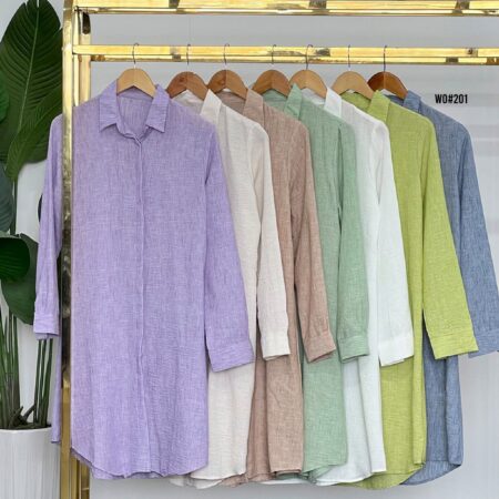 Summer Solid Button Front Chemise WO#201