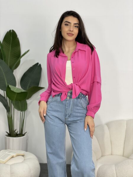 Solid Notched Neckline Shirt WO#2308