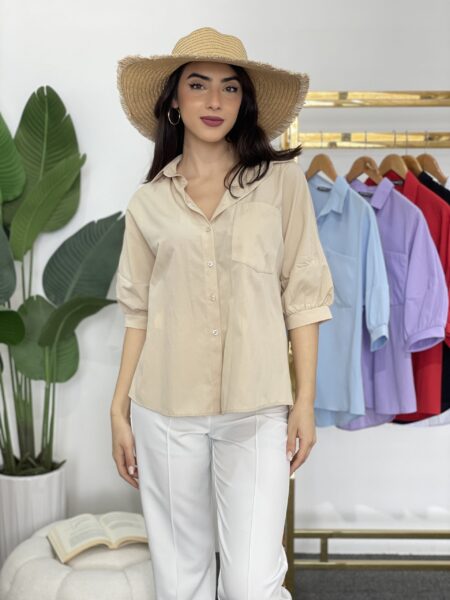 Women's Solid Color Casual 3/4 Sleeve Shirt WO#20213