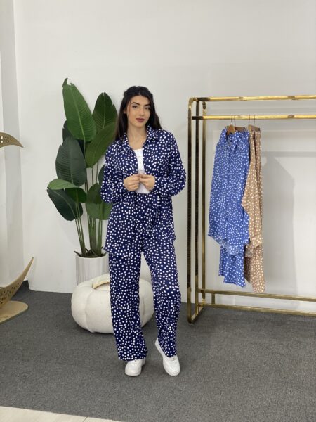 Knitted Ditsy Floral Top And Wide Pant Set  Wo#5891