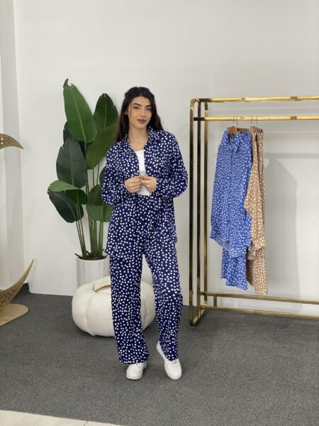 Knitted Ditsy Floral Top And Wide Pant Set  Wo#5891