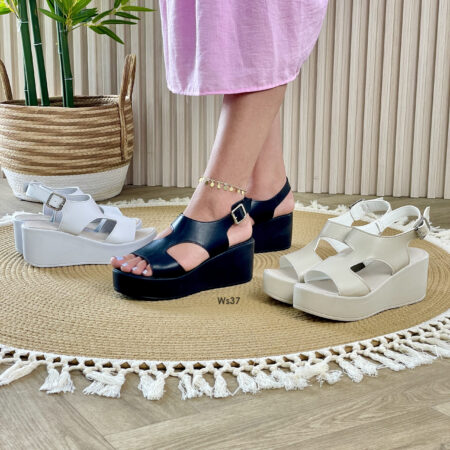 Women’s Wedge Sandals With T-strap elastic Band WS37