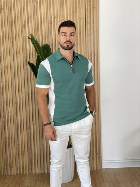 Men Stylish Color Block Short Sleeve Polo Shirt Men-737