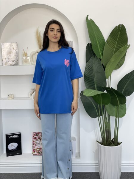 Loose Fit Casual Print Summer T-Shirt With Round Neck WO-1289