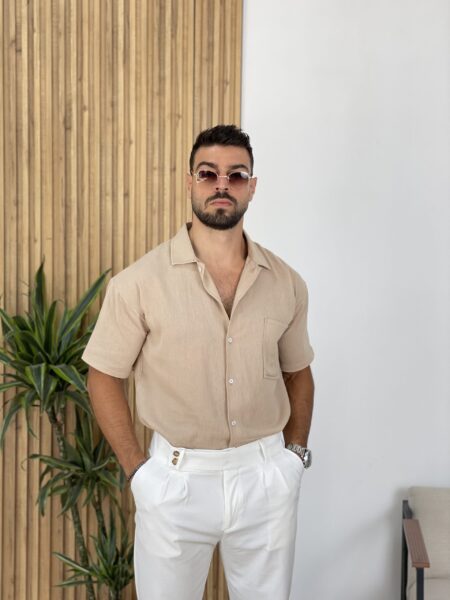 Men's Summer Solid Color Short Sleeve Pocket Shirt Men-741