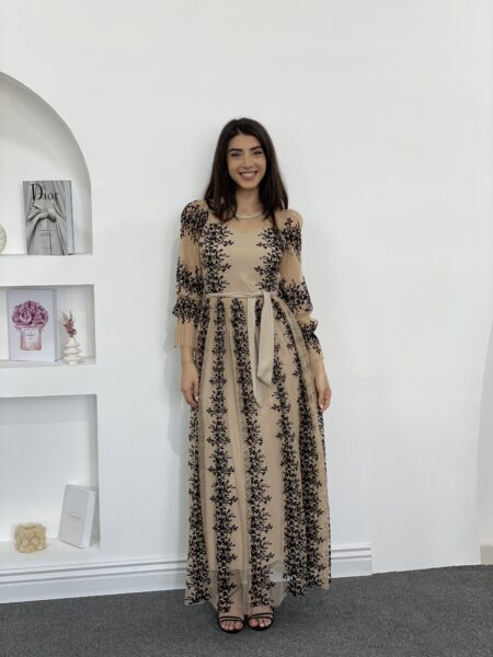 Floral Print Pleated Hem Belted Dress WO-1217