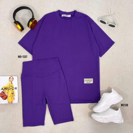 Biker oversize T-shirt and short set WO-1352