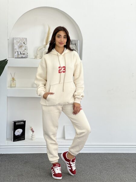 2pcs Letter Print Drawstring Hoodie Sweatshirt And Pants Set WO-080