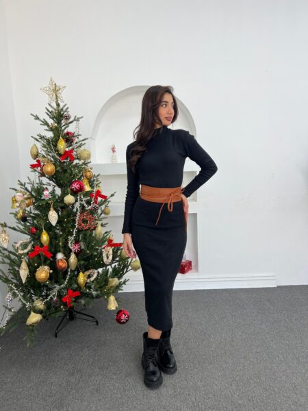 High Neck Solid Dress WO-111