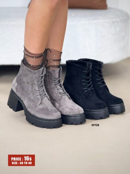 Chunky Heel Combat Boots W908