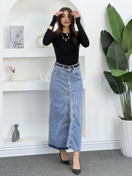 Split Thigh Denim Skirt WOSK321