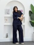 Women Casual Cropped Denim Jacket & Wide Leg Jeans Set WOS310