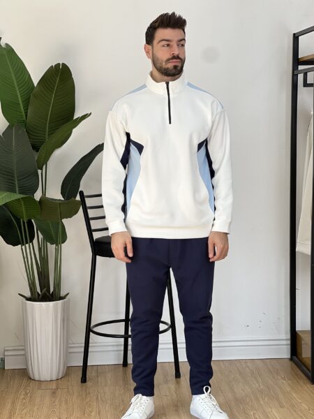 2pcs  Set, Half Zipper Drop Shoulder Sweatshirt And Pants MENS175