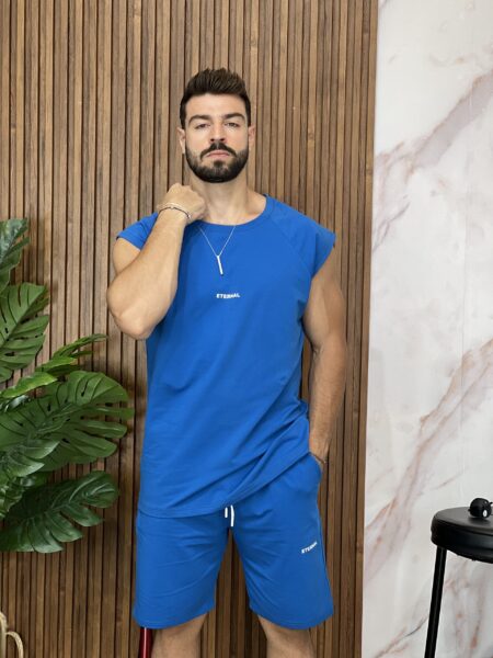 2pcs/Set Regular Shoulder Round Neck Short Sleeve Casual Tank Top Set Men-732