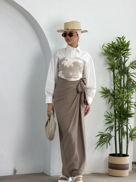 Side Tie Maxi Skirt WOSK974