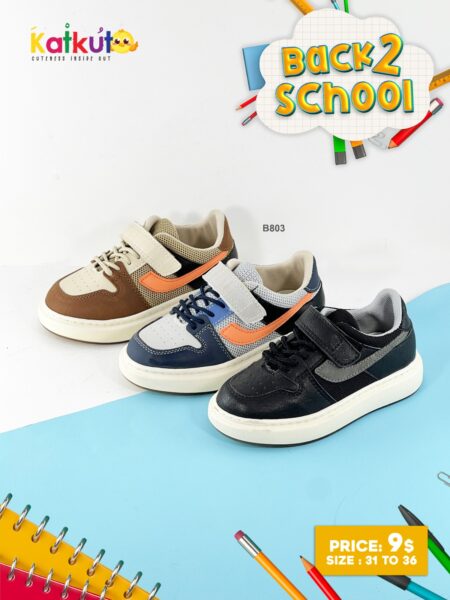 Mesh & leather children's shoes B803