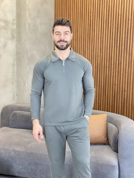 Ribbed quarter-zip set MENS239