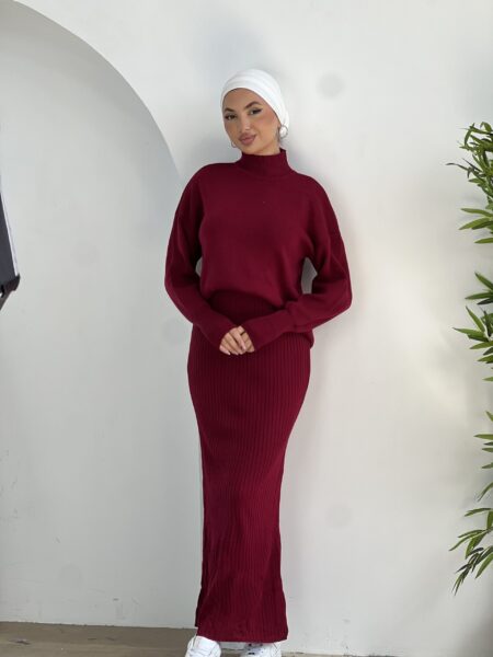 Long Sleeve Solid Sweater And Knit Sweater Dress WOD146