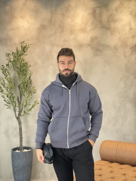 Solid Color Full Zip Hoodie Jacket WO-1414