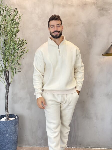 Half Zipper Drop Shoulder Sweatshirt MENT773