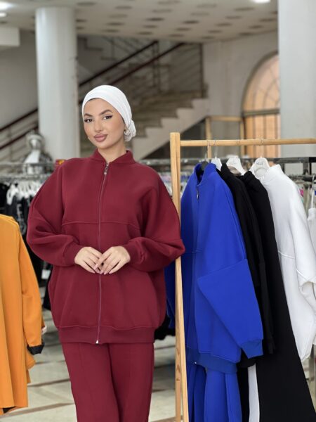 Casual Long Sleeve Zip-Up Jacket And Straight Leg Pants WOS207