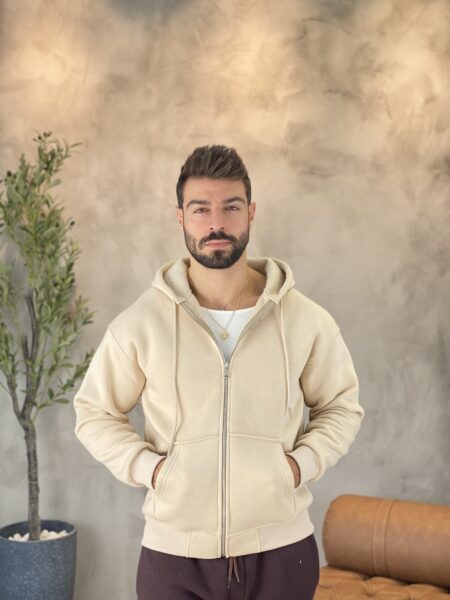 Casual Solid Color Zipper Hoodie MENJ242