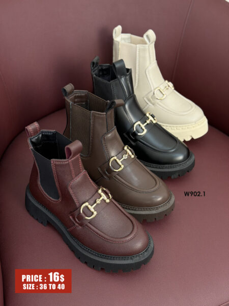 Silver Buckle Leather Boots W902.1