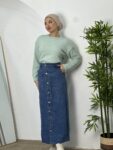 Split Thigh Denim Skirt WOSK321