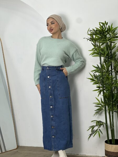 Split Thigh Denim Skirt WOSK321