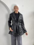 Leather Belted Coat WOJ214