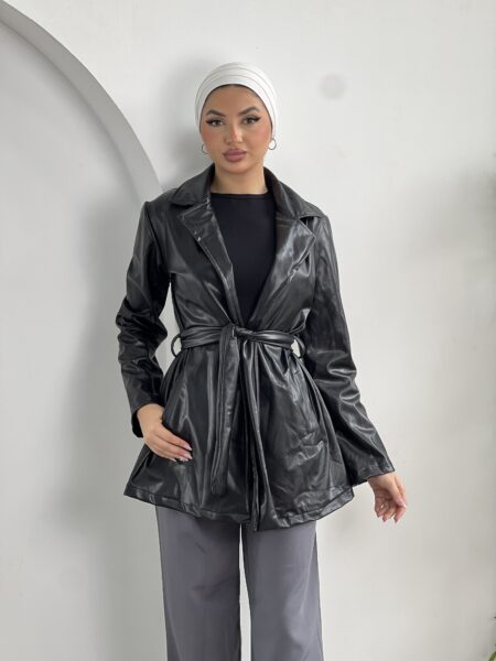 Leather Belted Coat WOJ214