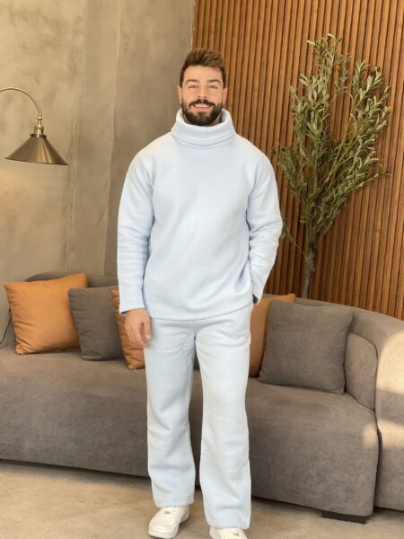 Men High Neck Top and Sweatpants Set Men-664