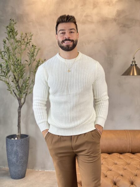 Solid Color Knitted Stretchy Long Sleeve Top MENT263