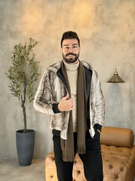 Men's Faux Fur Hooded Jacket MENJ303