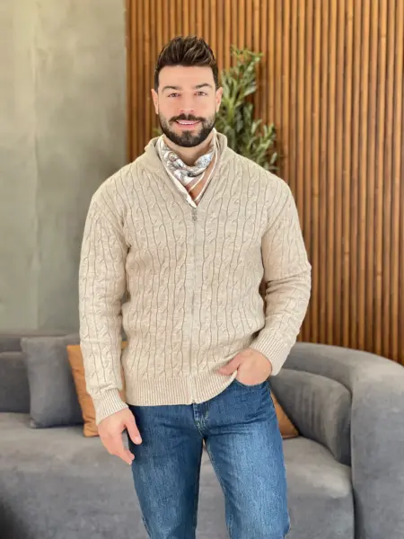 Cable-knit zip cardigan MENT294