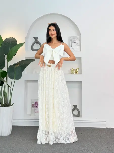 Lace Flow Midi Skirt WOSK950