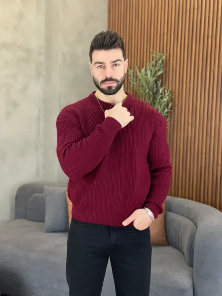 Ribbed-knit crewneck sweater MENT292