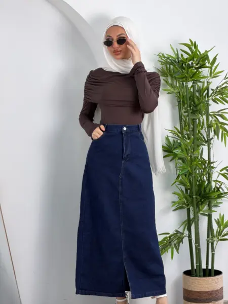 Classic Denim Midi Skirt WOSK931