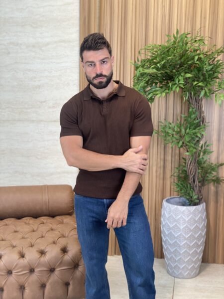 Slim-fit textured polo shirt MENT343
