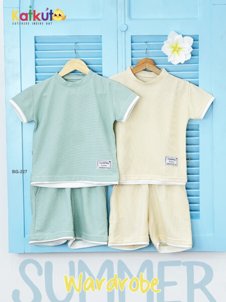 Ribbed trim short set BG-227